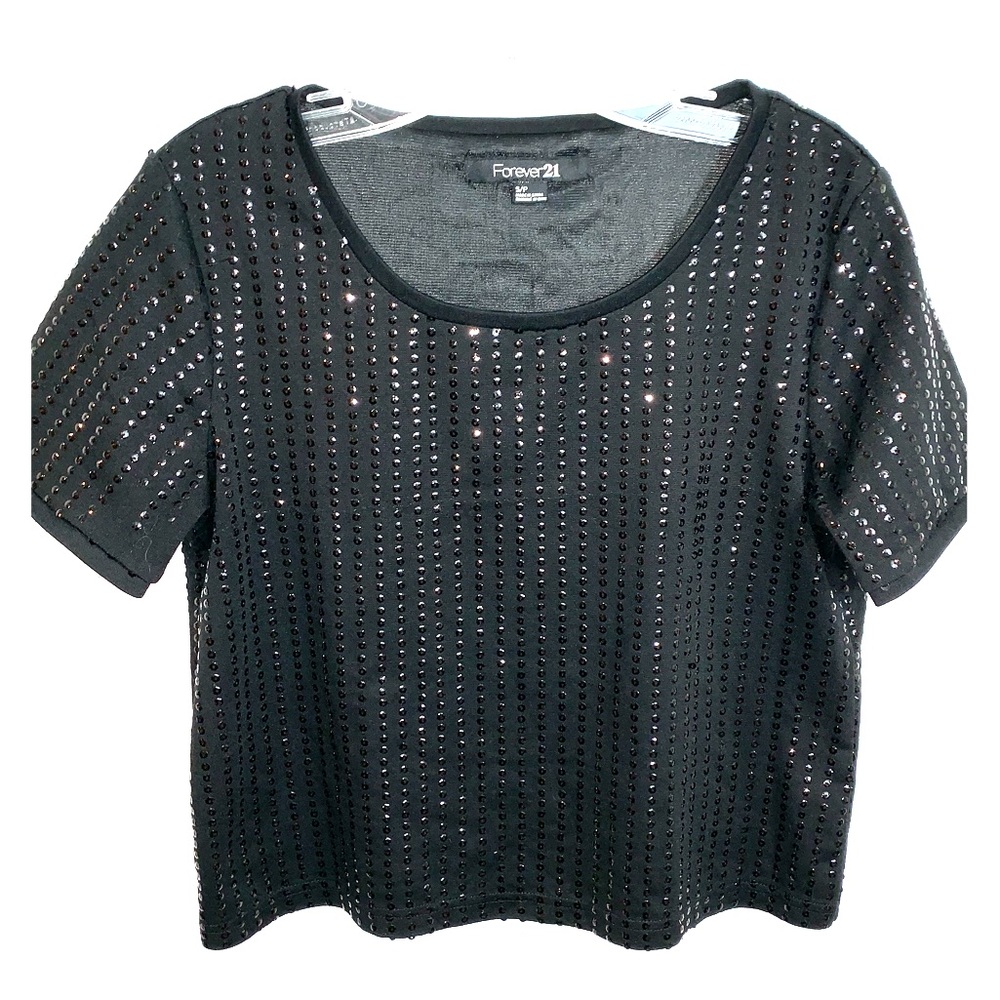 💛 Black sequined Cropped Tee